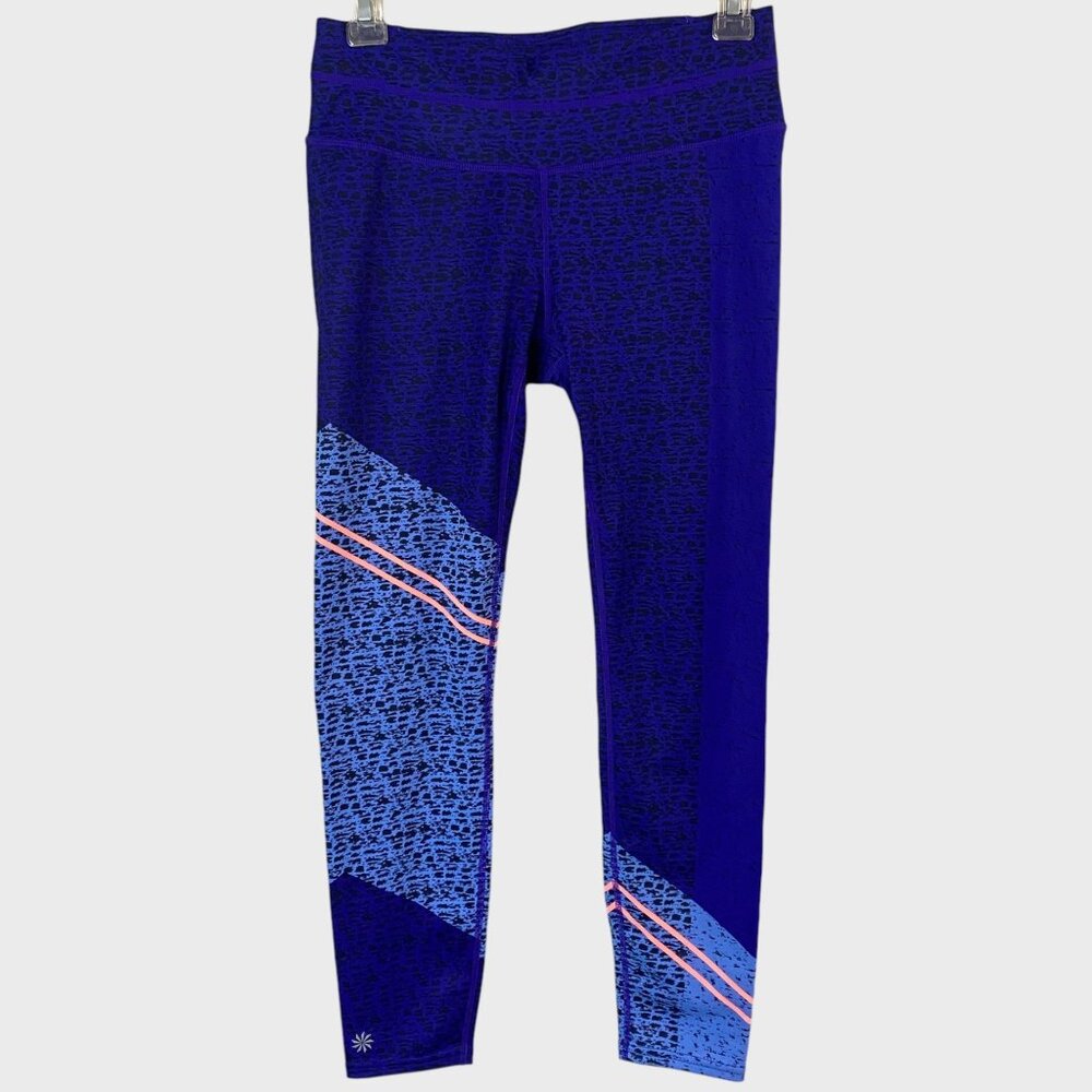 Athleta ASYM Camo Sonar 7/8 Tight Size Small Blue Athletic Stretch Yoga Legging